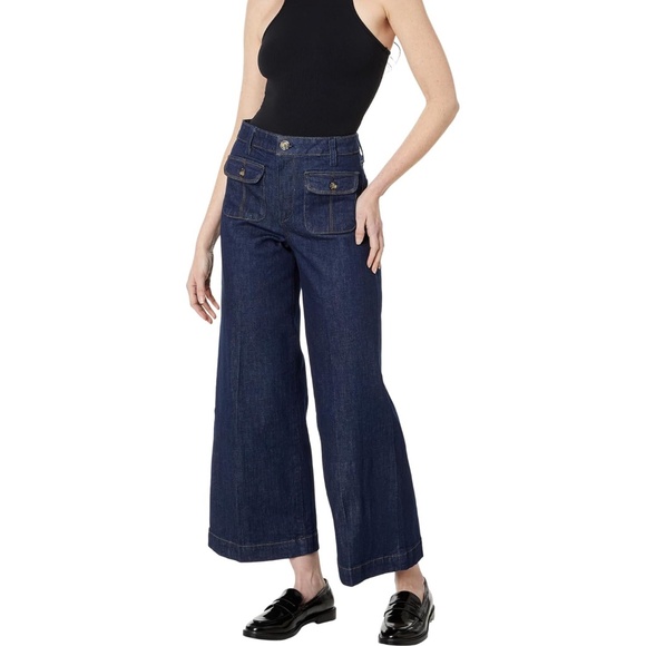 PAIGE Women's Harper Ankle Patch Pocket Wide Leg Jeans - Kinsley Size 32 NWT - Picture 3 of 11